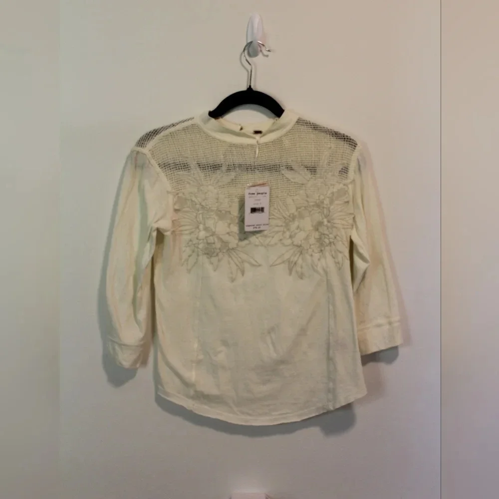 Free People Cream Primrose Tee